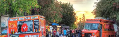 "Street of people at food truck event "